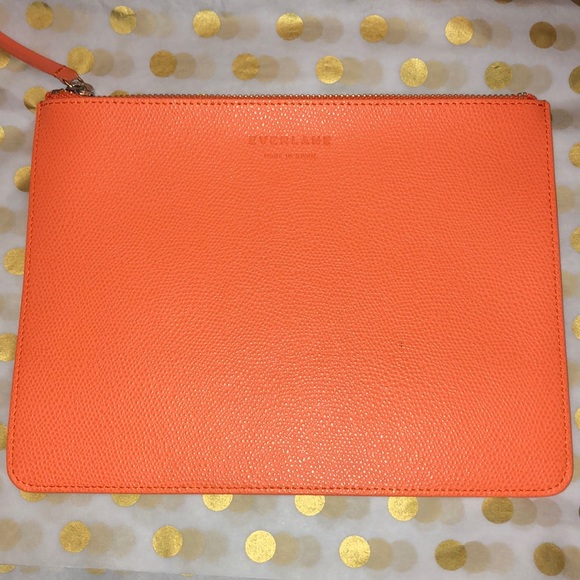 Everlane Handbags - Everlane *RARE* Orange Leather Clutch-UNICORN Find